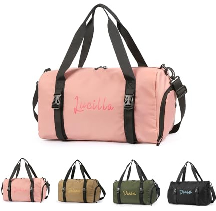 Personalisierte Reisetasche mit Namen Text Personalisierte Fitness Yoga Tasche für Frauen Männer (rosa)