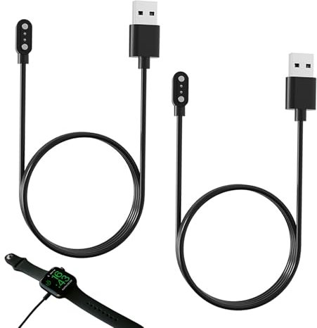 Musiook 2 PCS Universal Smart Watch Charger Magnetic, Smart Watch Charger 2 Pin Magnetic, Smartwatch Chargers 2.84mm, Secure Fit Universal USB Cable Compatible with YAMAY, Willful, Letsfit