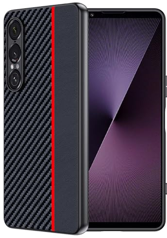 FDHYFGDY Hülle für Sony Xperia 1 VII Schutzhülle Case – Wasserdicht und Stoßfest – Handyhülle aus Carbonfaser Kompatible Sony Xperia 1 VII Case-Rot und Schwarz
