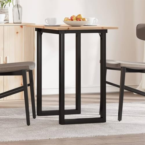 Teenpull Esstisch O-Gestell 80x50x75 cm, Massivholz Kiefer unbehandelt, Robuster Stahlrahmen für Küche & Esszimmer, Moderner Stil, Langlebige Konstruktion