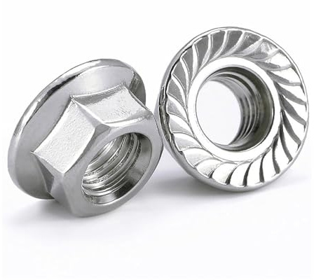 SZLIZHUO 50PCS M8 (8mm) Stainless Steel Serrated Hex Flange Nuts Locknuts AHCMetric Hexagon Serrated Flange Nuts M8 (Pack of 50)