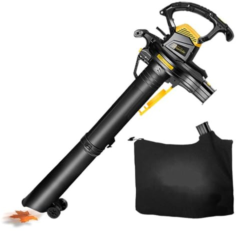 Souffleur électrique 3800 W | Aspirateur de jardin 3 en 1 avec sac de 40 L | Rapport de déchiquetage 16:1 pour les feuilles, l'herbe, la poussière et les débris