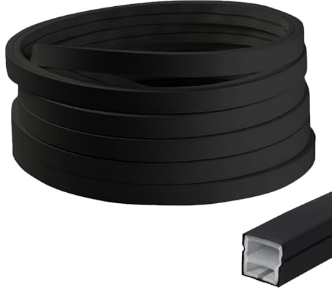 LED Silikon Profil Schwarz 3m, Flexibles LED-Streifen Diffusor Kanal 12×12mm für Akustikpaneele mit Endkappen & Montageclips Wasserdicht Led Strip Abdeckung für Homogene Neonlicht (Schwarz, 3M)