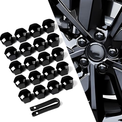XIAOFEIDAFA 20 Pièces Cache Écrous de Roue pour Audi Q2 Q3 Q4 Q7 TT TTS TT-RS, Capuchons Boulons Protection Jante Noir Brillant Décoration Auto Robuste