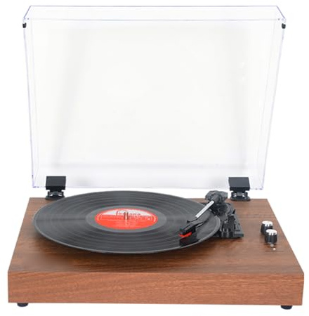 Record Player Portable Turntable 3 - Speed 7/10 / 12 Inch LP - Wireless Bluetooth 5.0, Built - in Speakers, Multiple Connectivity Options (UK)