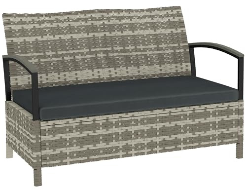 Outsunny Gartenbank mit Stauraum 2-Sitzer Bank 123 x 70 x 82 cm Dunkelgrau