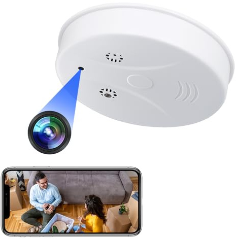 Yadayuki Cámara Espía, MiniCámara Oculta Detector de Humo WiFi 2.4/5GHz | 120°＆1080p Vigilancia Inalámbrica, Visión Nocturna IR, Detección Movimiento , Grabación en Bucle,Para Interio,App Android/iOS
