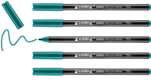 edding 1300 Fasermaler medium - lorbeergrün - 5 Stifte - Rundspitze 2 mm - Filzstift zum Zeichnen und Schreiben - Filzstift für Schule, Mandala, Bullet Journal