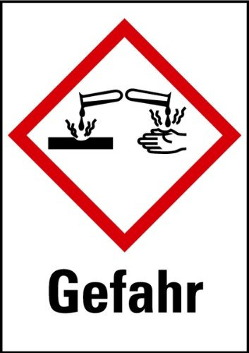 Aufkleber Ätzend Gefahr GHS Etiketten Einzeln 105x74mm