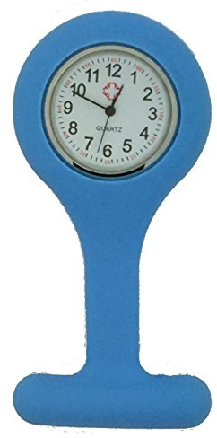 Boolavard Silicone Nurses Brooch Tunic Fob Watch New with Free Battery (4 - Light Blue)