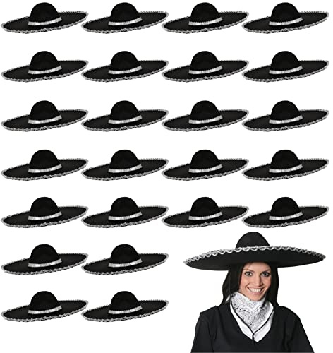 GROSSE SOMBRERO MEXIKANISCHER ODER SCHWARZ MIT ROSA KOSTÜM ACCESSSORY SILBERSCHNITT MARIARCHI HÜTE BULK HEN NIGHT-PARTY UNISEX MOTIV HIRSCH