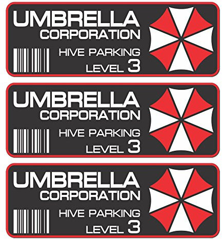 STICKERZZZ!!! Umbrella Corporation Hive Park-Aufkleber, 10 x 3,5 cm, Digitaldruck, Windschutzscheiben-Film, JDM DUB, Autorennen, 9 Stück