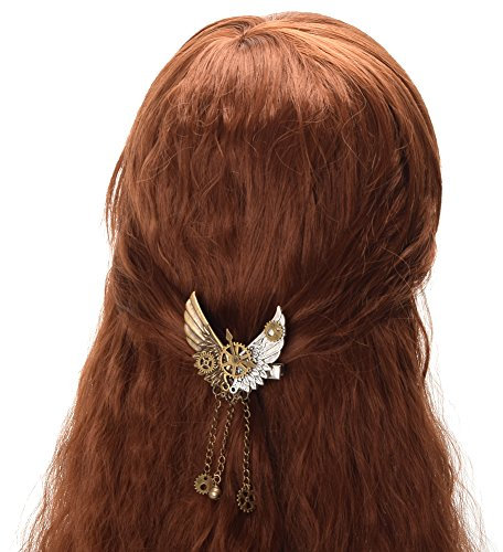 BLESSUME Vintage Steampunk Haarspange Punk Gothic Kopfbedeckung (Stil 3), Rot/Ausflug, einfarbig (Getaway Solids), 1 Count (Pack of 1)