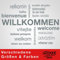 HERZLICH WILLKOMMEN Wandtattoo Sticker Aufkleber Wandaufkleber wiederablösbar (100cm (B) x 70cm (H), Grau)