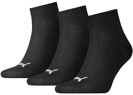 PUMA 271080001 UK 2.5-5 Unisex Quarter Socks (3 Pair Pack) Black