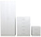 Reflect 3 Piece Bedroom Furniture Set - Double PLAIN Wardrobe + Tallboy Chest of 5 Drawers + 2 Drawer Bedside (White Gloss/Matt White)