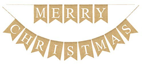 BESTOYARD Buchstaben Bunting Banner Weihnachten Leinen Banner Wimpelkette Party Girlande Merry Christmas
