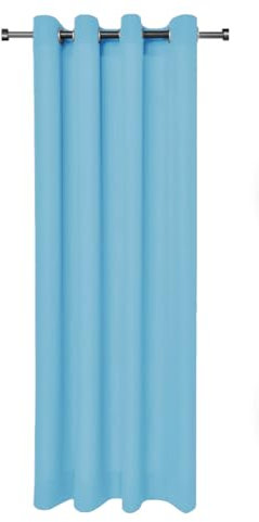 Rollmayer Vorhänge Schal mit Ösen Kollektion Vivid (Himmelblau 14, 135x215 cm - BxH - 2 er Pack) Blickdicht Uni einfarbig Gardinen Schal für Schlafzimmer Schal