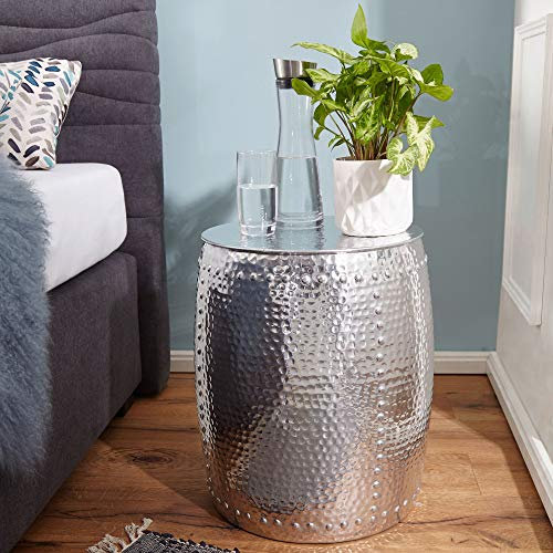 KADIMA Design Beistelltisch Roma Dekotisch Silber Metall Ablagetisch Anstelltisch