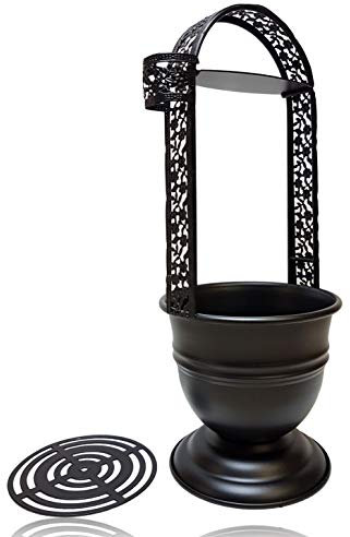 Bayli Recipiente para carbón de shisha | Cesta de carbón para shisha, pipa de agua, color negro mate, altura [35 cm] | Cesta de carbón con soporte de pinzas | Cesta de carbón para shishas y pipas de