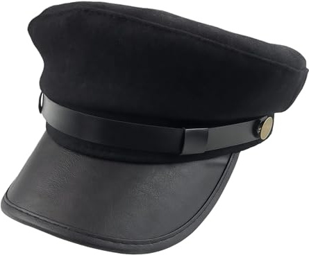 Bamboopack Damen Herren Mode Chauffeur Hut Fiddler Cap Newsboy Hut Yacht Kapitän Matrosenhut schwarz