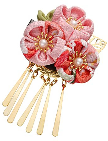Minkissy Kimono-Clips Geisha-Haarschmuck Japanische Haarklammern Kimono Haar Clip Quaste Haarnadeln Japanische Haarnadel für Rosa Quaste Haarspange Kimono-Zubehör