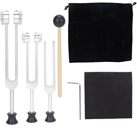 Tuning Forks Set (128Hz, 256Hz, 512Hz) Body Weighted Tuning Forks for Healing Chakra Set Medical Sound Healing Tools, Spiritual Items & Meditation Tools(Silver)