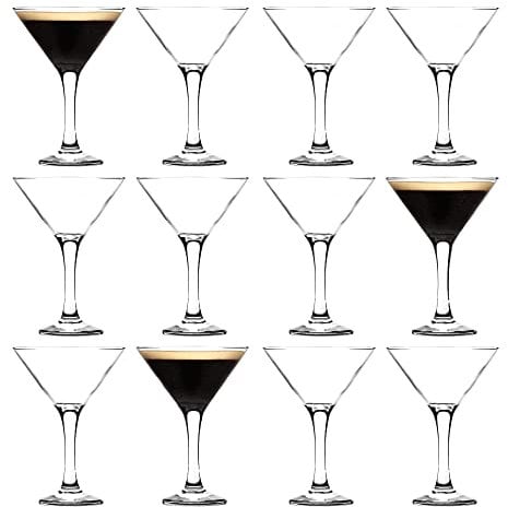 Rink Drink 12x 175ml Espresso Martini Glasses - Vintage Art Deco Champagne Gin Cocktail Drinking Coupe Saucer Glass Party Set