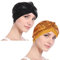 YOFASEN Damen Pailletten Turban-Hüte - Atmungsaktiver Beanie Kopfbedeckung Chemotherapie Hijab Bandanas Haarverlust Hut Kopftuch, Schwarz+Gelb/2pcs