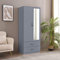 PALAKLOT Stylish 2 Door Mirrored Wardrobe with 2 Drawers | Matt Finish | Modular Cabinet for Space Saving | Ideal Storage Organizer 183x76x50 cm (Grey)