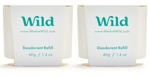Wild - Natural Refillable Deodorant - Fresh Cotton & Sea Salt Refill Duo Pack - Vegan & Eco-Friendly - Aluminium Free - Long Lasting Protection - Natural Ingredients - 2 Pack of 40g Refills
