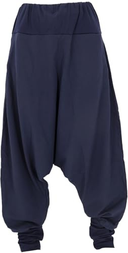 GURU SHOP Afghani Hose, Pluderhose, Goa Aladinhose, olivegrün | Weit geschnitten, elastischer Bund, 100% Baumwolle, ideal für Tanz, Yoga, Entspannung, bequem und stylisch.