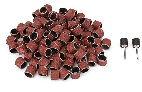 Anneaux de Papier sablé, 100 Pièces de Papier Abrasif Grain 80, Meule de Papier Abrasif pour Anneau de Papier de 12 Mm + 2 Tiges, Toile émeri, Manchons de Ponçage
