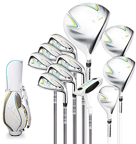 MOLVUS Komplettes Damen-Golfschläger-Set für Rechtshänder, komplettes Golfschläger-Set für Damen, komplettes Golfschläger-Set mit Golfschlägern und Standtasche, 11 Schläger.