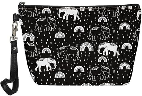 Kuiaobaty Make-up-Tasche für Damen, Leder, Kulturbeutel, Kulturbeutel, Kosmetiktasche, modische Kosmetiktasche, Mandala-Elefanten, Taschen-Organizer
