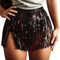 Quasten Pailettenrock Mädchen Schwarz Silber Rosa Quastenrock Bauchtanz Hüftschal Quaste Pailletten Rock Quastenkarnevalsrock Röcke Rave Outfit Bauchtanz Kostüm Damen Belly Dancer (Black, XXL)