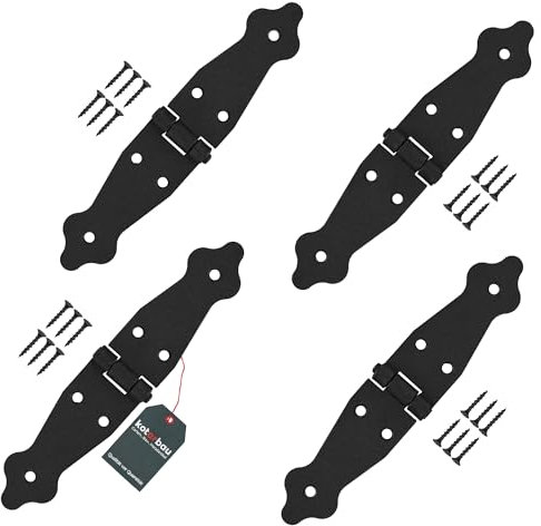 KOTARBAU® 4er Set Ladenband Türbänder 100 x 100 x 35 mm aus Pulverbeschichtetem Stahl Torscharnier Türband Schwarz Scharniere Klappbar Fensterscharnier Holztür Gartentor Scharnier Kistenband Torbeschl