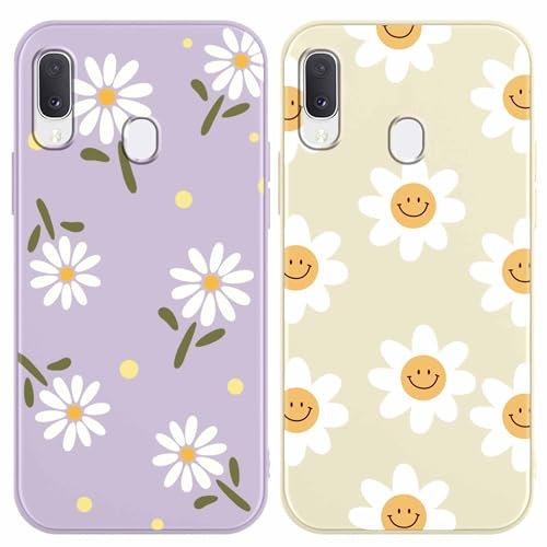 Yoedge 2 Pack Cute Smile Print Suitable for Samsung Galaxy S8 5.8 Inch Phone Case, Daisy Pattern Aesthetic Shell Soft Silicone TPU Shock-Absorbing Cover, Suitable for Women and Girls