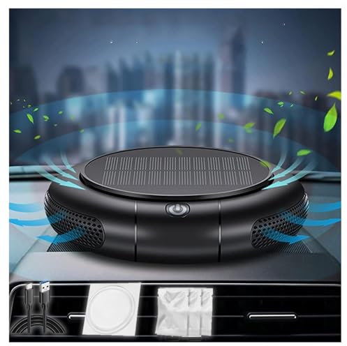 Portable Air Purifier For Car Car Air Purifier And Freshener 2 In 1, With HEPA Filtration System And Solar Charging, Eliminates 99.97% Of Dust, Smoke,Odors And Allergens (With 2 Filter Elements)