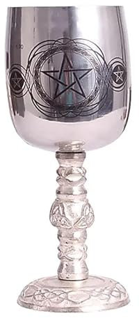 Generico Calice pentacolo 16 x 6 cm acciaio alluminio pentagramma cerimonie wicca coppa