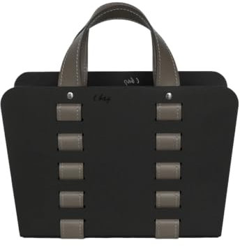 LIMAC Design L-BAG 02: Zeitungsständer aus Stahl und Leder Farbe Taupe, Ledertasche, Korb, Korb, Container, Made in Italy, Limac Design®