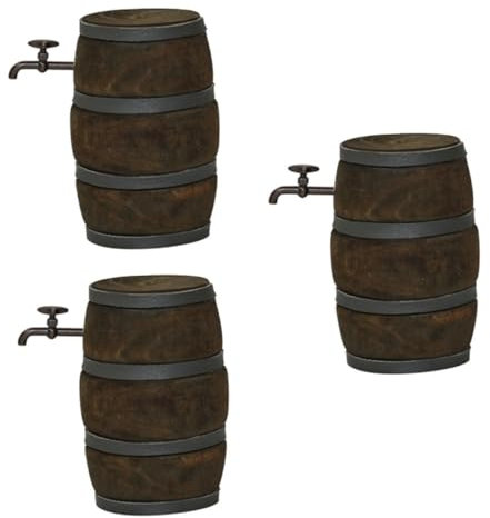 VICASKY 3 Pièces Maison De Cave Mini Baril De Bière en Bois Mini Tonneau Modèle avec Robinet Fût De Bureau Tonneau De Vin Décoration De Scène Miniature Fût De Vin Mini Fût Décor De