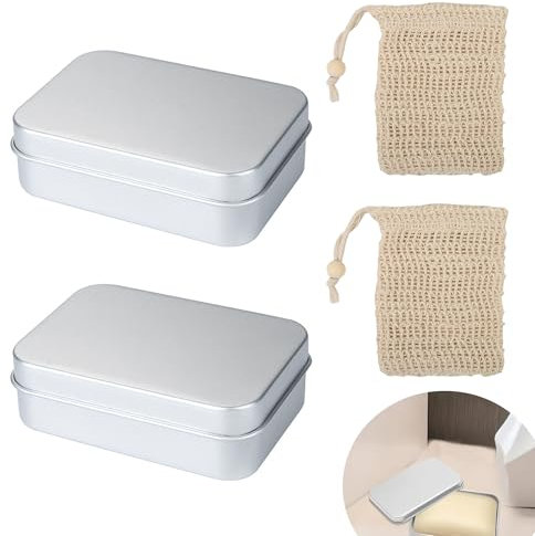 2 Stück Seifendose aus Aluminium Reise Seifendose Seifendose Reise Wasserdicht Seifenschalen mit Abtropfgitter Seifenbox Wasserdicht Seifenschalen für Hause, Reisen, mit Blasennetz