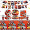 Car Geburtstagdeko Auto Partygeschirr Junge-52Pcs Rennauto Pappteller Set Tischdecke Happy Birthday Banner Kindergeburtstag Geburtstagsdeko Geschirr Teller Servietten Tassen Party Tableware Supplies