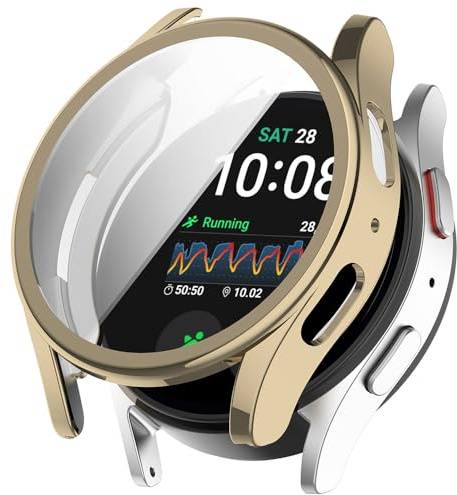 Hülle für Samsung Galaxy Watch 5 40mm/Watch 4 40mm Schutzfolie Schutzhülle, Silicone TPU Displayschutz Case Cover, Anti-Kratz Anti-Staub Schutz Gehäuse für Samsung Galaxy Watch 5 40mm (Gold)