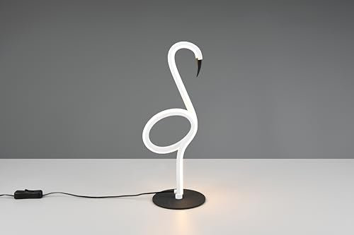 lightling LED Tischlampe Inga, Flamingo-Design, mit Schnurschalter, IP20 Indoor, Breite 14 cm, Höhe 35 cm, weiß matt