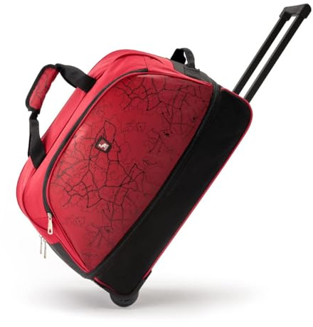 OIWAS Small Holdall with Wheels Travel Duffle Bag with Wheels Expandable 50L to 60L for Women and Men Business Weekend Overnight Bag Light Red