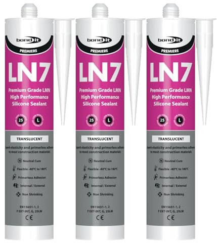 Bond It Premium Low Modulus Neutral Cure Silicone Translucent, 310ml | Premium Grade Silicone Sealant for Glass Metals Plastics & Construction Applications