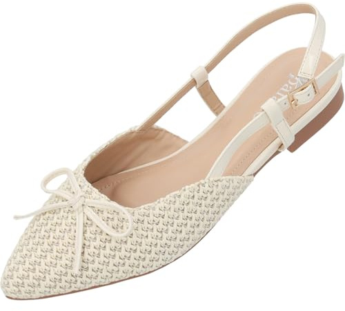 Palado Slingback-Ballerina Damen Yvnee - elegante Slipper mit verspielten Schleifendetails - modische Sommerschuhe - ideal für stilvolle Anlässe Weiß UK7 - EU40