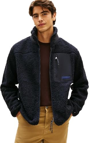 Tommy Hilfiger Teddy Fleece Zip Through Mw0mw40420 Felpa con Zip Unisex - Adulto (Pacco da 1)